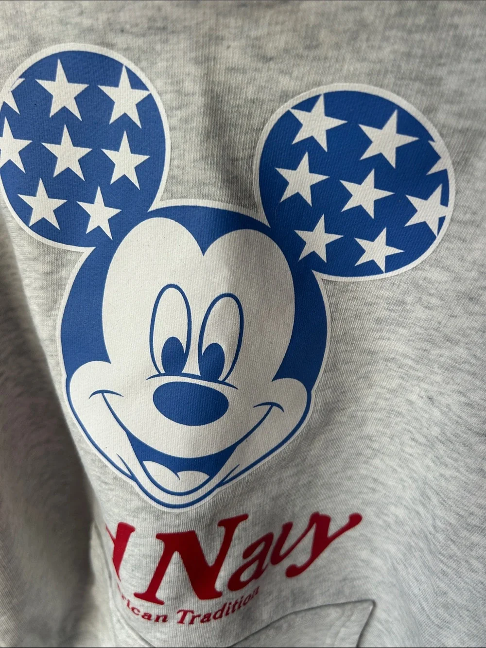 Old Navy Gray Hoodie with Blue Mickey and Red Logo